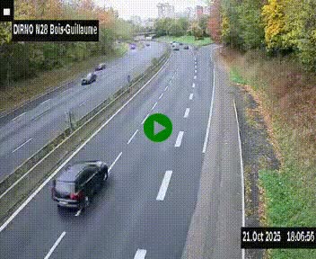 Webcam routière à hauteur de Bois-Guillaume en périphérie de Rouen. Vue orientée vers Rouen