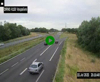 Webcam autoroute A150 à hauteur de La Vaupalière en périphérie de Rouen. Vue orientée vers Rouen