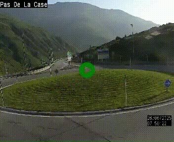 Webcam sur la N22 au niveau du poste frontière entre la France et Andorre à proximité de Pas de la Case à plus de 2000 mètres d'altitude