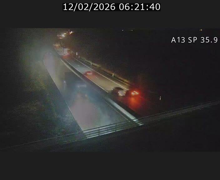 Webcam trafic sur A13 à l'entrée ouest du tunnel Markusbierg à Remerschen. Vue orientée vers Mondorf-les-Bains.