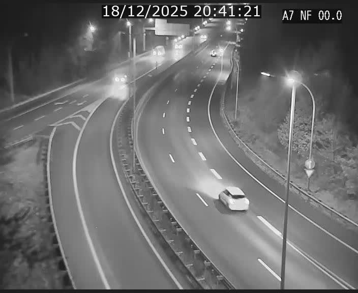 Caméra autoroute Luxembourg A7 - Echangeur A1/A7 Grünewald direction Tunnel Stafelter