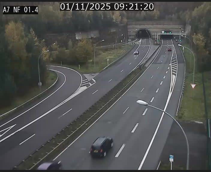 Caméra autoroute Luxembourg A7 - Echangeur Waldhaff - direction Tunnel Stafelter