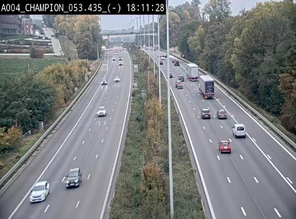 Webcam E411 à Champion, à proximité de Namur. Vue orientée vers Bruxelles