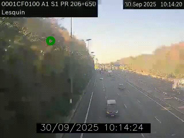 Webcam autoroute A1 à hauteur de Lesquin. Vue orientée vers Lille