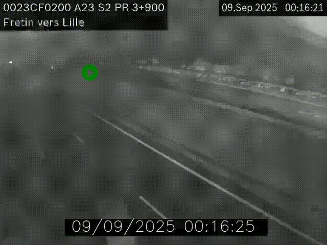 Webcam autoroute A23 à hauteur de Fretin. Vue orientée vers Lille
