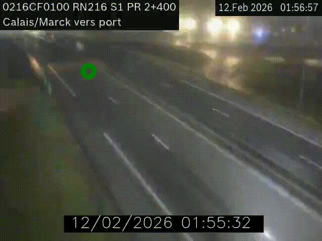 Webcam à Calais sur A216 (N216) en direction du port (harbour) de Calais.