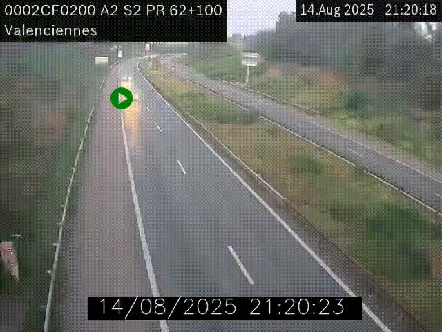 Webcam autoroute A2 à Valenciennes. Vue orientée vers Maubeuge et Mons (Belgique)