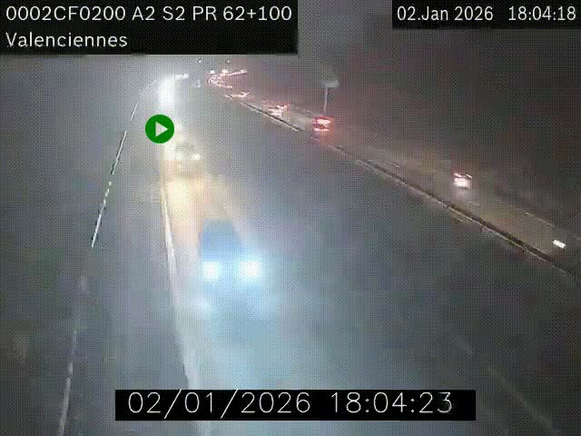 Webcam autoroute A2 à Valenciennes. Vue orientée vers Maubeuge et Mons (Belgique)