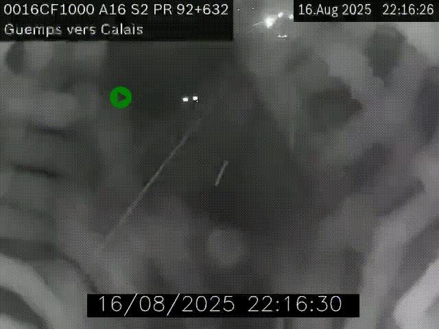 Webcam A16 juste après l'aire de repos d'Offekerque à Guemps. Vue orientée vers Calais