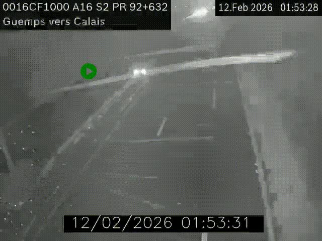 Webcam A16 juste après l'aire de repos d'Offekerque à Guemps. Vue orientée vers Calais