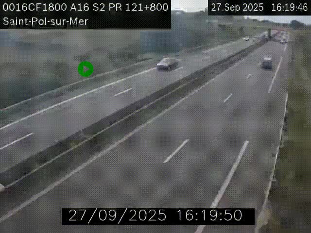 Webcam autoroute A16 à proximité de Dunkerque, à hauteur de la sortie Saint-Pol-sur-Mer. Vue orientée vers Calais