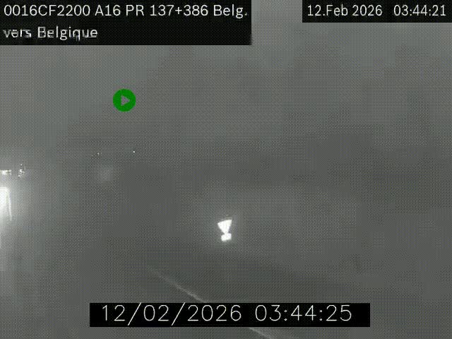 Webcam à la frontière franco-belge au niveau de Bray-Dunes/De-Panne sur l'autoroute A16. Vue orientée vers la Belgique