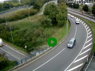Caméra autoroute à la jonction entre l'A7 et la D301 (Boulevard urbain Sud de Lyon) à Feyzin, au sud de Lyon. Vue orientée vers Mions