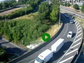 Caméra autoroute à la jonction entre l'A7 et la D301 (Boulevard urbain Sud de Lyon) à Feyzin, au sud de Lyon. Vue orientée vers Mions