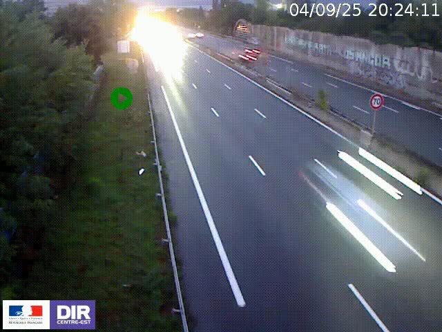 Webcam à Bron sur l'A43 à la jonction avec le boulevard périphérique de Lyon (D383). Vue orientée vers Lyon