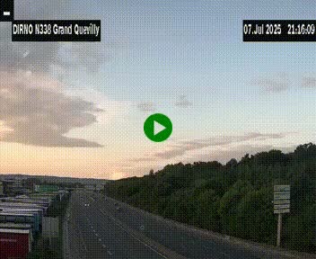 Webcam routière sur N338 à hauteur de Grand-Quevilly en périphérie de Rouen. Vue orientée vers Rouen