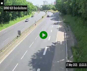 Webcam routière à hauteur de Bois-Guillaume en périphérie de Rouen. Vue orientée vers Rouen