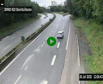 Webcam routière à hauteur de Bois-Guillaume en périphérie de Rouen. Vue orientée vers Rouen
