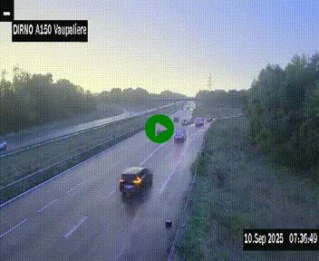 Webcam autoroute A150 à hauteur de La Vaupalière en périphérie de Rouen. Vue orientée vers Rouen