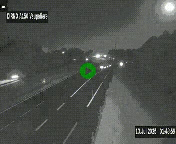 Webcam autoroute A150 à hauteur de La Vaupalière en périphérie de Rouen. Vue orientée vers Rouen