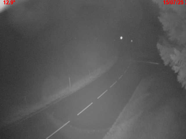 Webcam en haut du col du Ballon d'Alsace sur la D465 à 1075 mètres d'altitude dans les Vosges