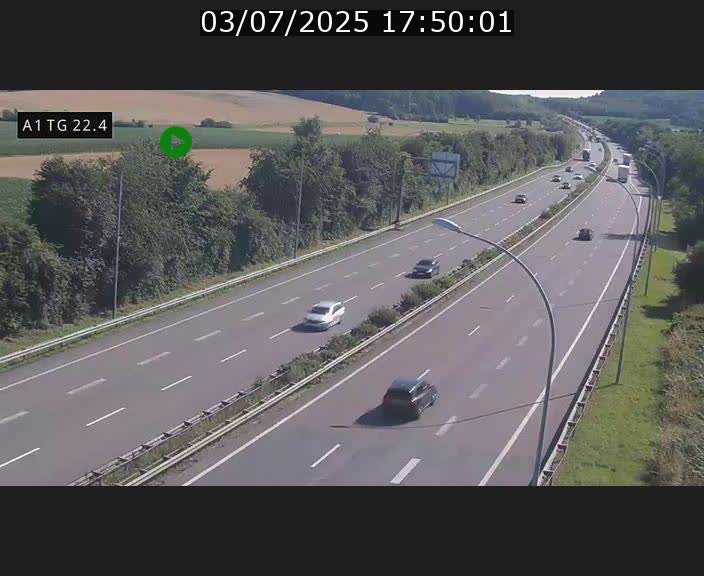 Traffic live webcam Luxembourg Flaxweiler - A1 direction Luxembourg - BK 22.4