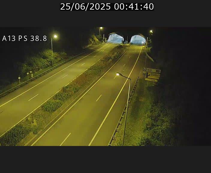 Webcam autoroute A13 à l'entrée ouest du tunnel Markusbierg à Schengen. Vue orientée vers Mondorf-les-Bains