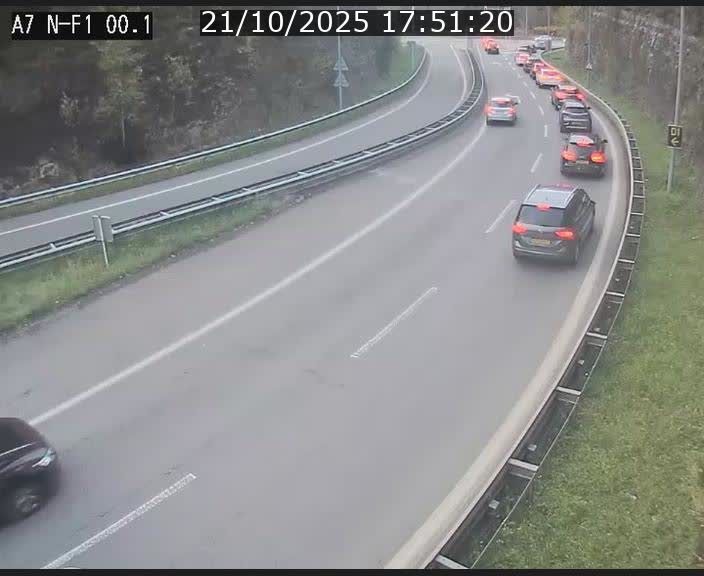 Webcam autoroute Luxembourg A7 située dans la sortie 1 Waldhof, vers la N11, avant le Tunnel Stafelter