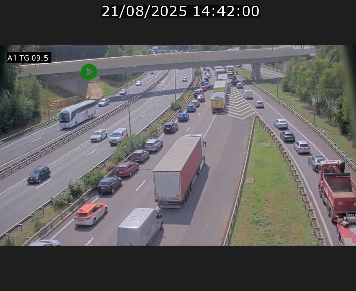 Traffic live webcam Luxembourg Jonction Grünewald - A1 direction Luxembourg-ville - BK 9.5