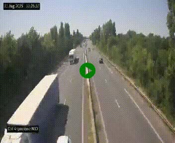Webcam routière à la fin de la N10, en périphérique ouest d'Angouleme, proche de la jonction avec l'A10