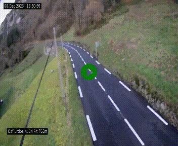 Webcam dans les Pyrénées Atlantique au niveau du col d'Urdos et du fort du Pourtalet sur la N134, en direction du Col et du tunnel du Somport, à 765 mètres d'altitude
