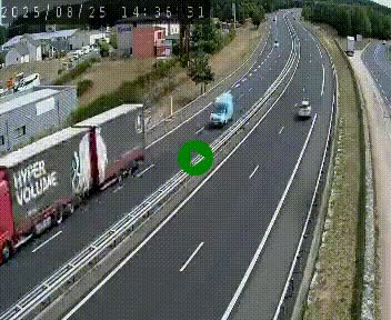 Caméra autoroute A75 à hauteur du col du rocher blanc en direction de Montpellier