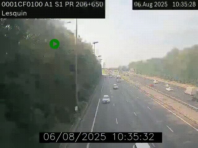 Webcam autoroute A1 à hauteur de Lesquin. Vue orientée vers Lille