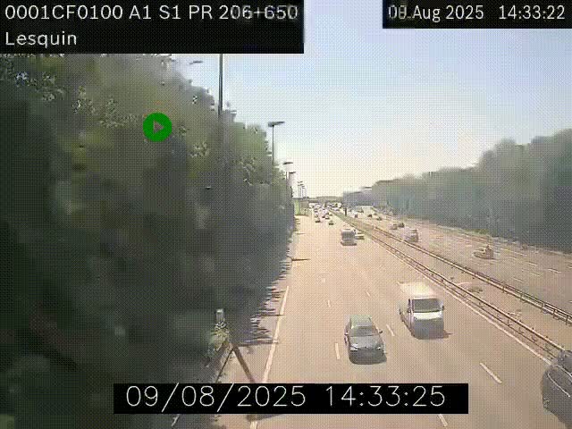 Webcam autoroute A1 à hauteur de Lesquin. Vue orientée vers Lille