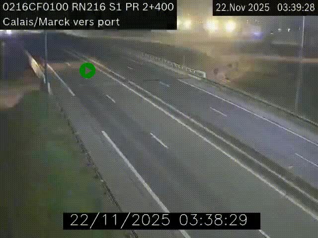 Webcam à Calais sur A216 (N216) en direction du port (harbour) de Calais.