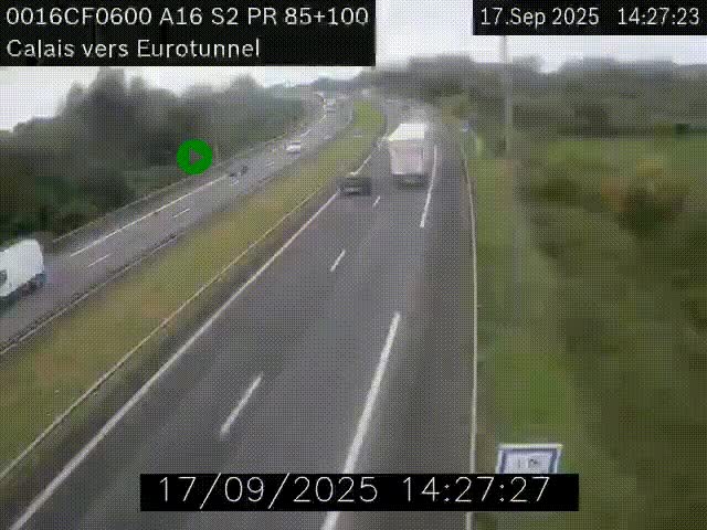 Webcam A16 à Calais en direction du Tunnel sous la Manche (Eurotunnel)
