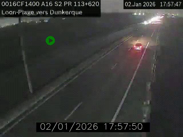 Webcam autoroute A16 à hauteur de Loon-Plage. Vue orientée vers Dunkerque et la Belgique.