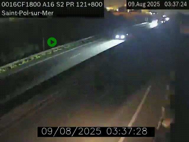Webcam autoroute A16 à proximité de Dunkerque, à hauteur de la sortie Saint-Pol-sur-Mer. Vue orientée vers Calais