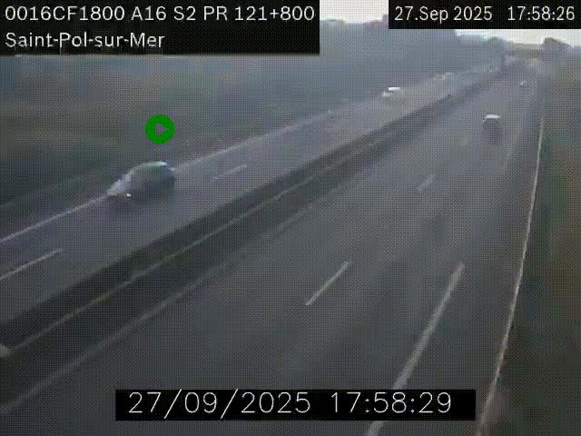 Webcam autoroute A16 à proximité de Dunkerque, à hauteur de la sortie Saint-Pol-sur-Mer. Vue orientée vers Calais