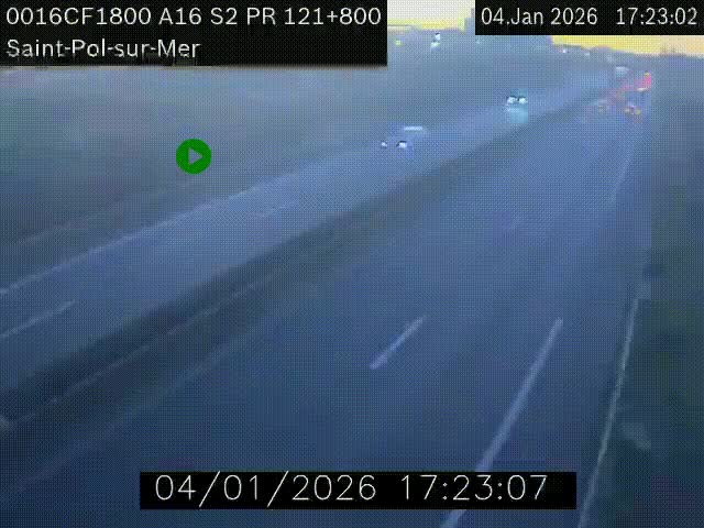 Webcam autoroute A16 à proximité de Dunkerque, à hauteur de la sortie Saint-Pol-sur-Mer. Vue orientée vers Calais