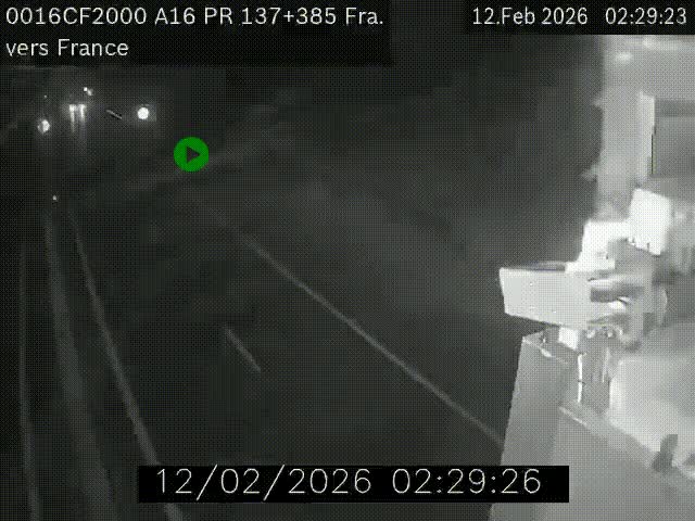 Webcam à la frontière franco-belge au niveau de Bray-Dunes/De-Panne sur l'autoroute A16. Vue orientée vers Calais