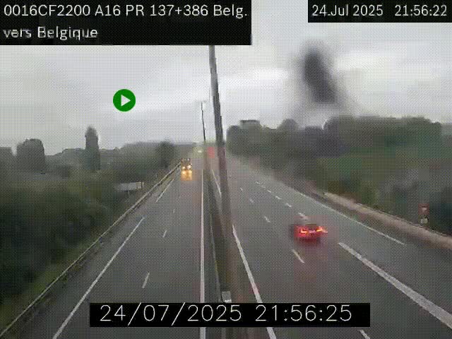 Webcam à la frontière franco-belge au niveau de Bray-Dunes/De-Panne sur l'autoroute A16. Vue orientée vers la Belgique