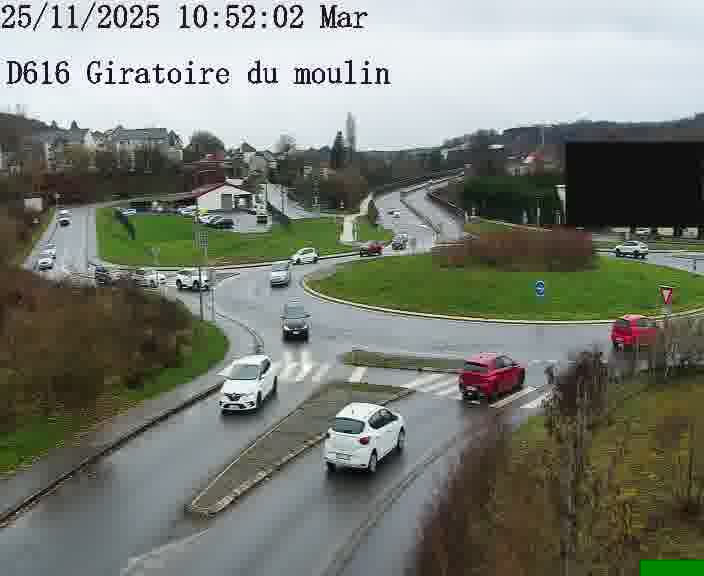 Webcams sur la D616, sur le contournement d'Audun-le-Tiche. Vue orientée vers le rond-point du Moulin, en provenance du Luxembourg