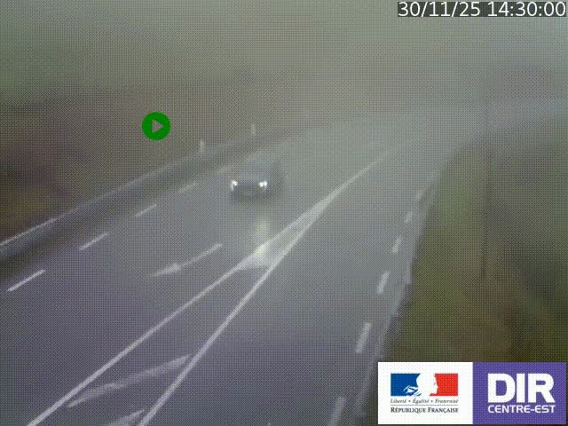 Webcam sur le col Pin Bouchain, vue orientée vers Roanne, en provenance de Lyon sur la nationale 7 (N7)