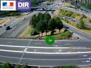Webcam traffic à Grenoble-sud sur l'autoroute A480. Vue orientée vers l'entrée et la sortie de Grenoble