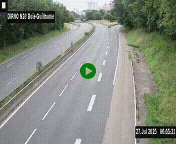 Webcam routière à hauteur de Bois-Guillaume en périphérie de Rouen. Vue orientée vers Rouen