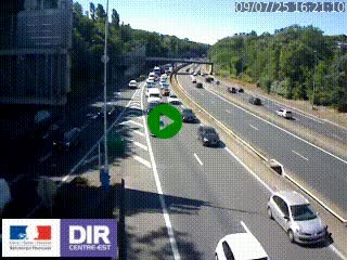Caméra autoroute sur A6 - Valvert, près de Lyon, en direction de Paris, à hauteur de la sortie 36 Porte du Valvert