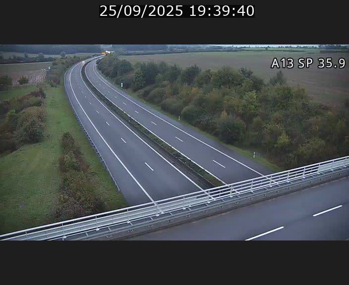 Webcam trafic sur A13 à l'entrée ouest du tunnel Markusbierg à Remerschen. Vue orientée vers Mondorf-les-Bains.