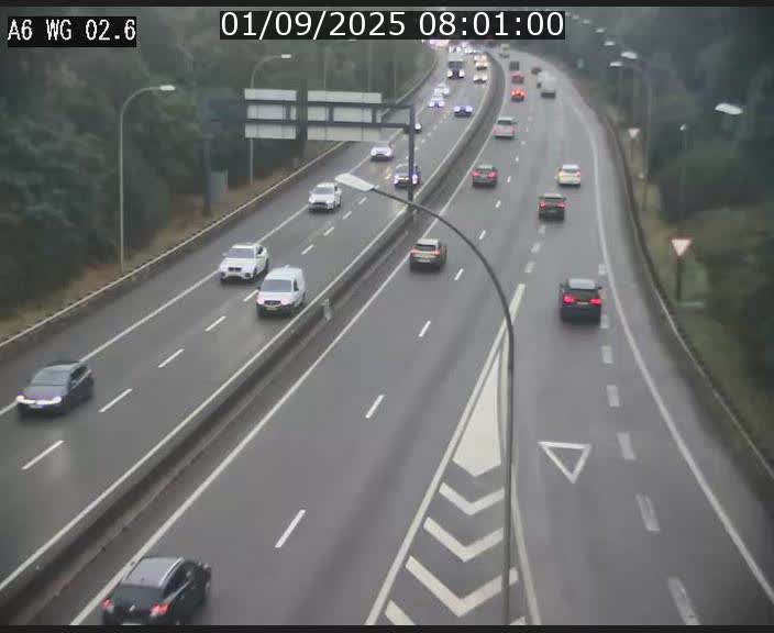 Traffic live webcam Luxembourg Croix de Cessange - A6 - BK 2.6 - direction France/Allemagne