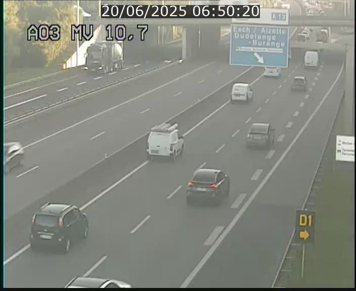 Traffic live webcam Luxembourg Croix de Bettembourg - A3 - BK 10.7 - direction France